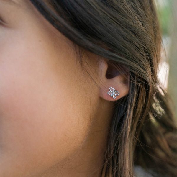 Kid’s Pink Butterfly Earrings with Cubic Zirconias
