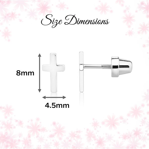 Divinely Devoted Girl’s Sterling Silver Cross Screwback Earrings