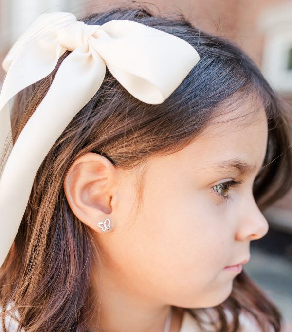 Kid’s Sterling Silver Pink or Rainbow Butterfly Earrings with Cubic Zirconias