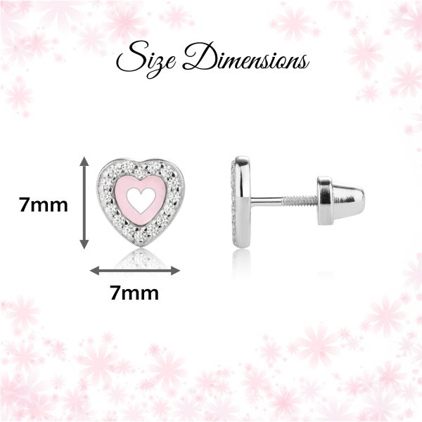 Sterling Silver Children’s Pink Heart Earrings for Little Girls