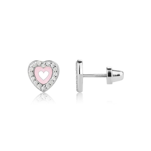 Sterling Silver Children’s Pink Heart Earrings for Little Girls