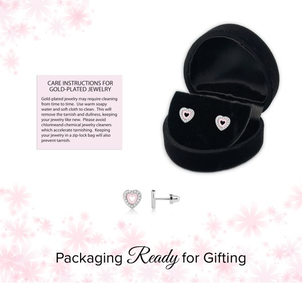 Sterling Silver Children’s Pink Heart Earrings for Little Girls