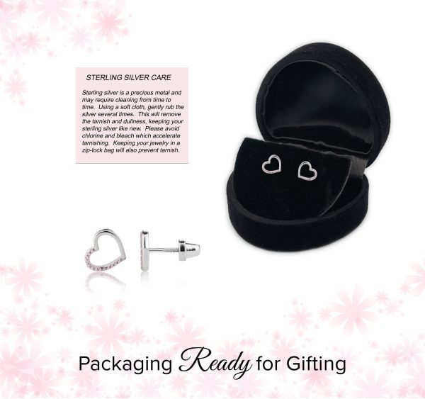 Sterling Silver Pink Floating Heart Earrings for Babies, Toddlers and Kids