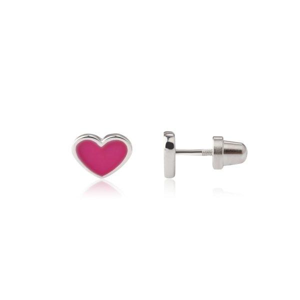 Children’s Hypoallergenic Gold Plated or Silver Fuchsia Pink Heart Earrings