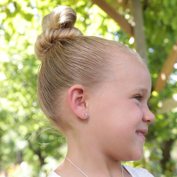 Sterling Silver Pink CZ Stud Earrings for Baby and Kids - Cherished Moments Jewelry