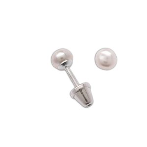 Sterling Silver Kids Freshwater Pearl Earrings-White - Cherished Moments Jewelry
