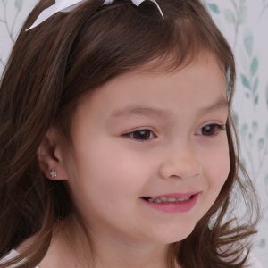 Sterling Silver Kid’s Star CZ Screw-Back Earrings