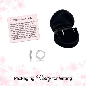 Sterling Silver Huggie Hoop Earrings with CZs for Kids, Teens and Women