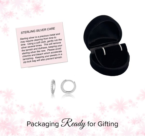 Sterling Silver Huggie Hoop Earrings with CZs for Kids, Teens and Women