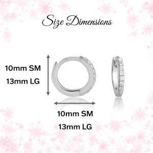 Sterling Silver Huggie Hoop Earrings with CZs for Kids, Teens and Women