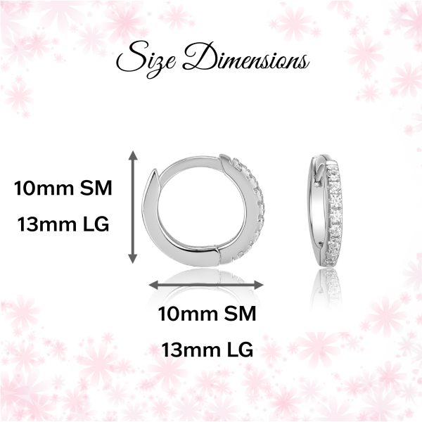 Sterling Silver Huggie Hoop Earrings with CZs for Kids, Teens and Women