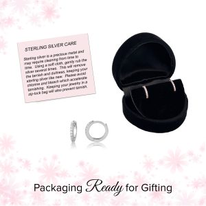 Sterling Silver Huggie Hoop Earrings with Pink CZs for Kids 10mm