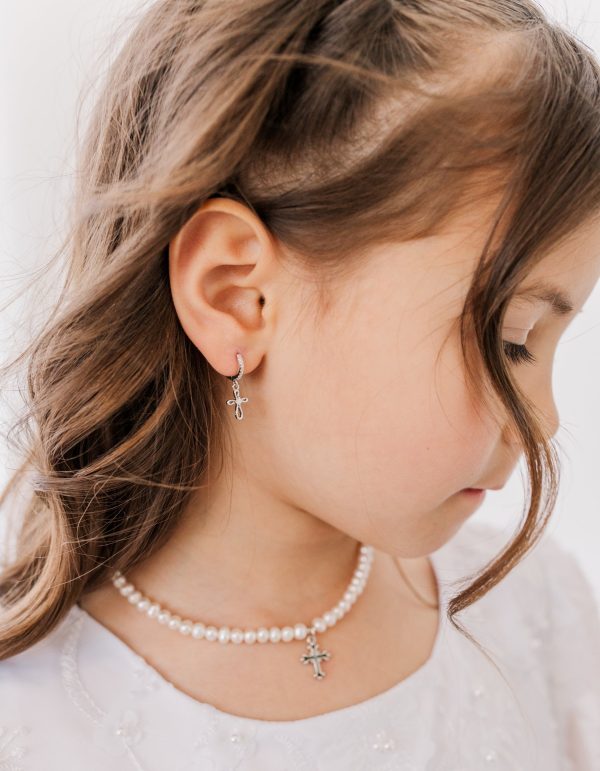 Infinity Cross Dangle Hoop for Girl’s with Cubic Zirconia Accents