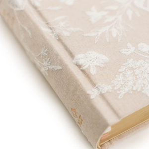 Girl’s Floral White Embroidered Bible with Gold-Gilded Pages