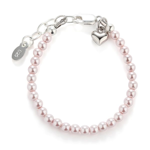 Sterling Silver Pink Simulated Pearl Baby Bracelet Girls Jewelry