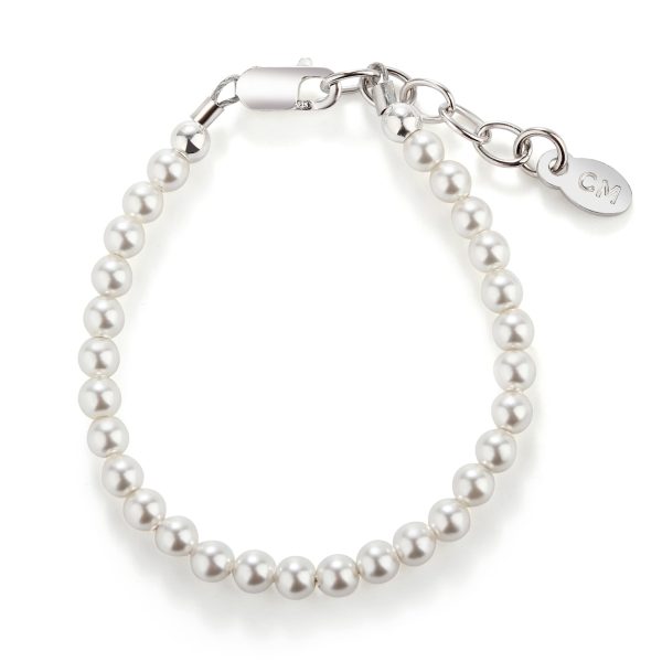 Sterling Silver Simulated Pearl Baby Bracelet for Kids and Little Girls