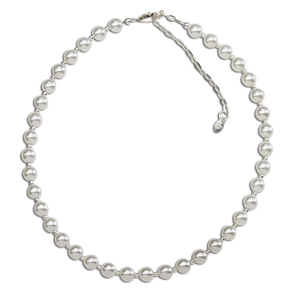 Sterling Silver White Chunky Pearl Necklace for Girls