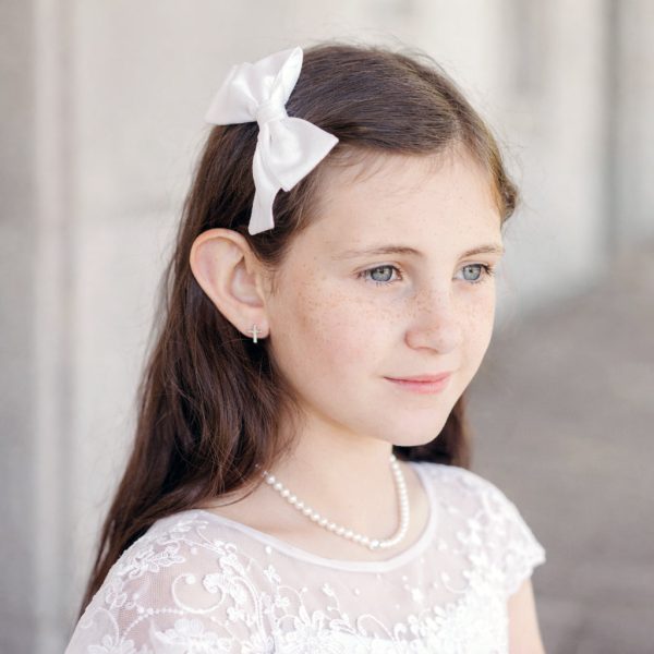 Eternal Brilliance Children’s Cross Earrings with Genuine Diamond