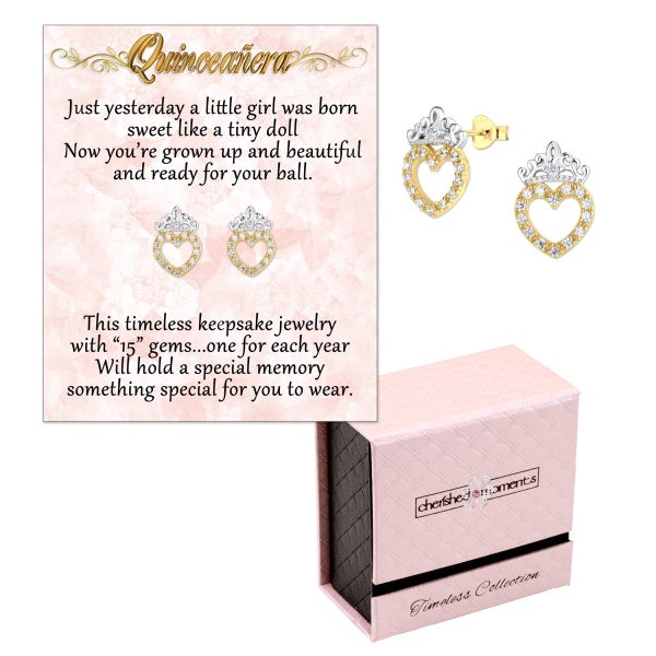 Quinceañera Tiara Heart Earrings