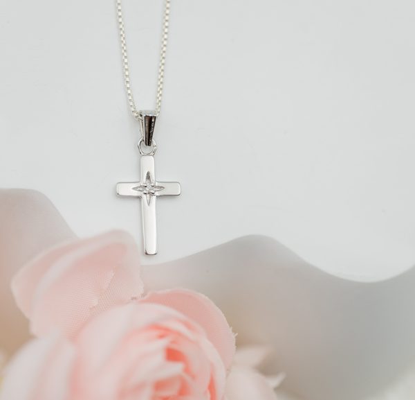 Eternal Brilliance Children’s Cross Necklace with Genuine Diamond