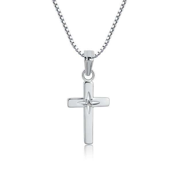 Eternal Brilliance Children’s Cross Necklace with Genuine Diamond