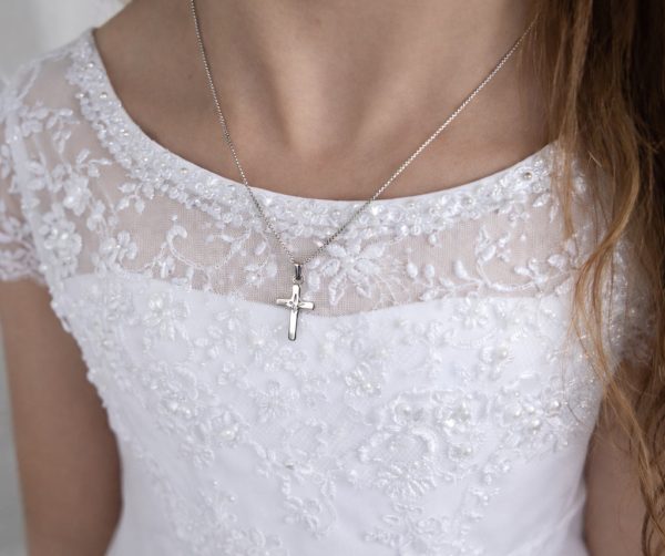 Eternal Brilliance Children’s Cross Necklace with Genuine Diamond
