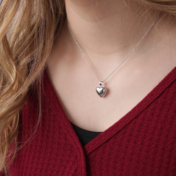 Sterling Silver Children’s Heart Locket with Cross and White Sapphire