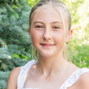 Teen wearing 14K Gold Plated Children's Open Heart Necklace for Girls - Cherished Moments Jewelry