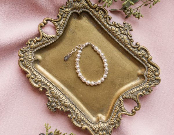 Sterling Silver New Arrival Baby High-End Austrian Simulated Pearl Bracelet Infant Newborn Gift - Cherished Moments Jewelry