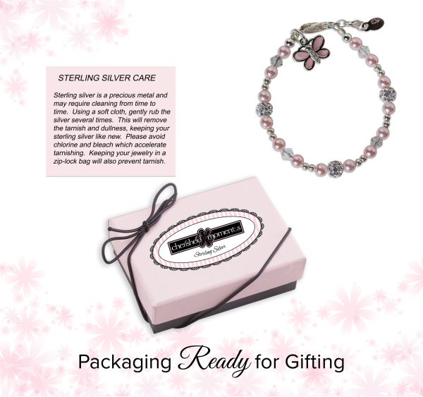 Sterling Silver Pink Butterfly Bracelet for Babies, Toddlers and Little Girls