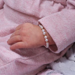Baby wearing 14K Gold-Plated Pearl Bracelet