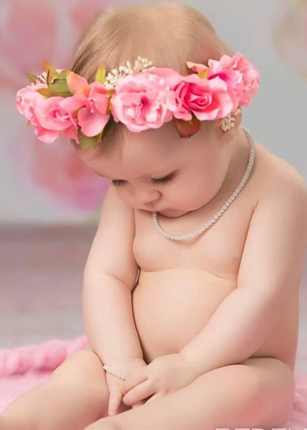 Baby's wearing Sterling Silver Freshwater Pearl Necklace, first pearl necklace - Baby Pearl necklace