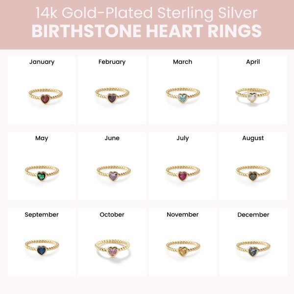 Children’s 14k Gold-Plated Ring with Cubic Zirconia Heart Birthstone