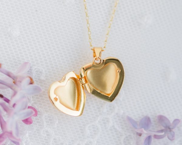 14K Gold Plated Children’s Heart Locket with Cross First Communion Gift
