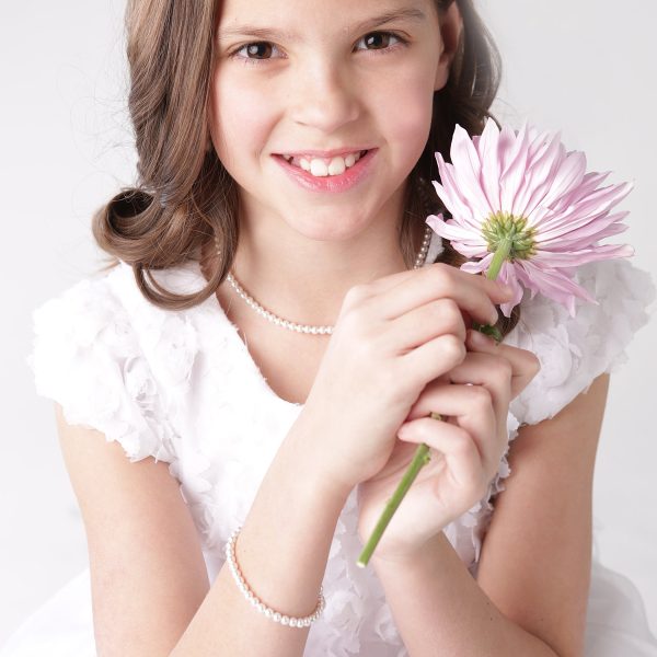 Sterling Silver Simulated Pearl Necklace for Little Girls