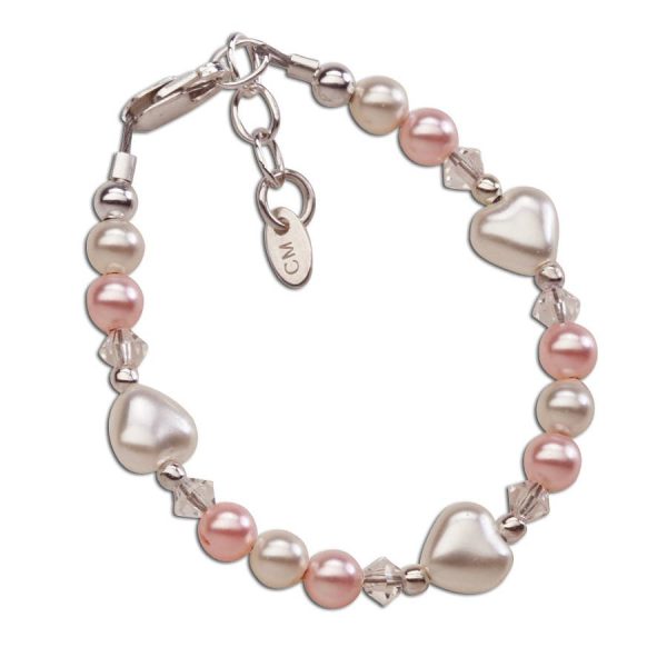 0 Sterling Silver Heart Bracelet Gift for New Baby, Kids or Little Girls